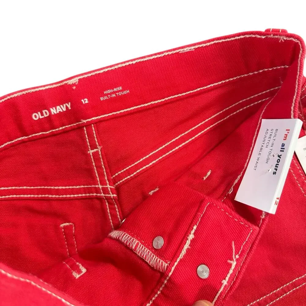 Old Navy Kids High Waisted Mariner Midi Jean Shorts Girls Size 12